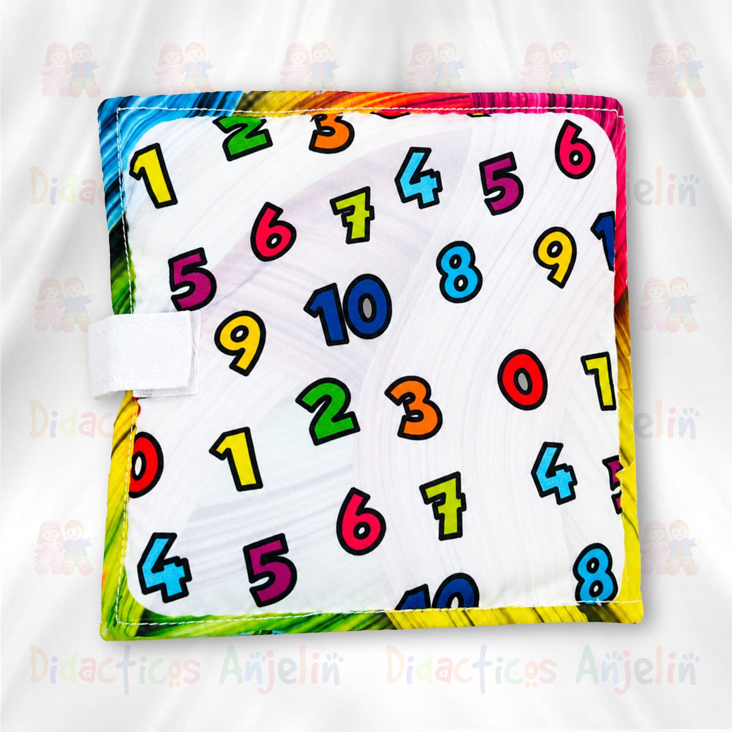 Libro didáctico de tela para bebés con números del 0 al 10 en colores llamativos para estimulación visual y aprendizaje temprano